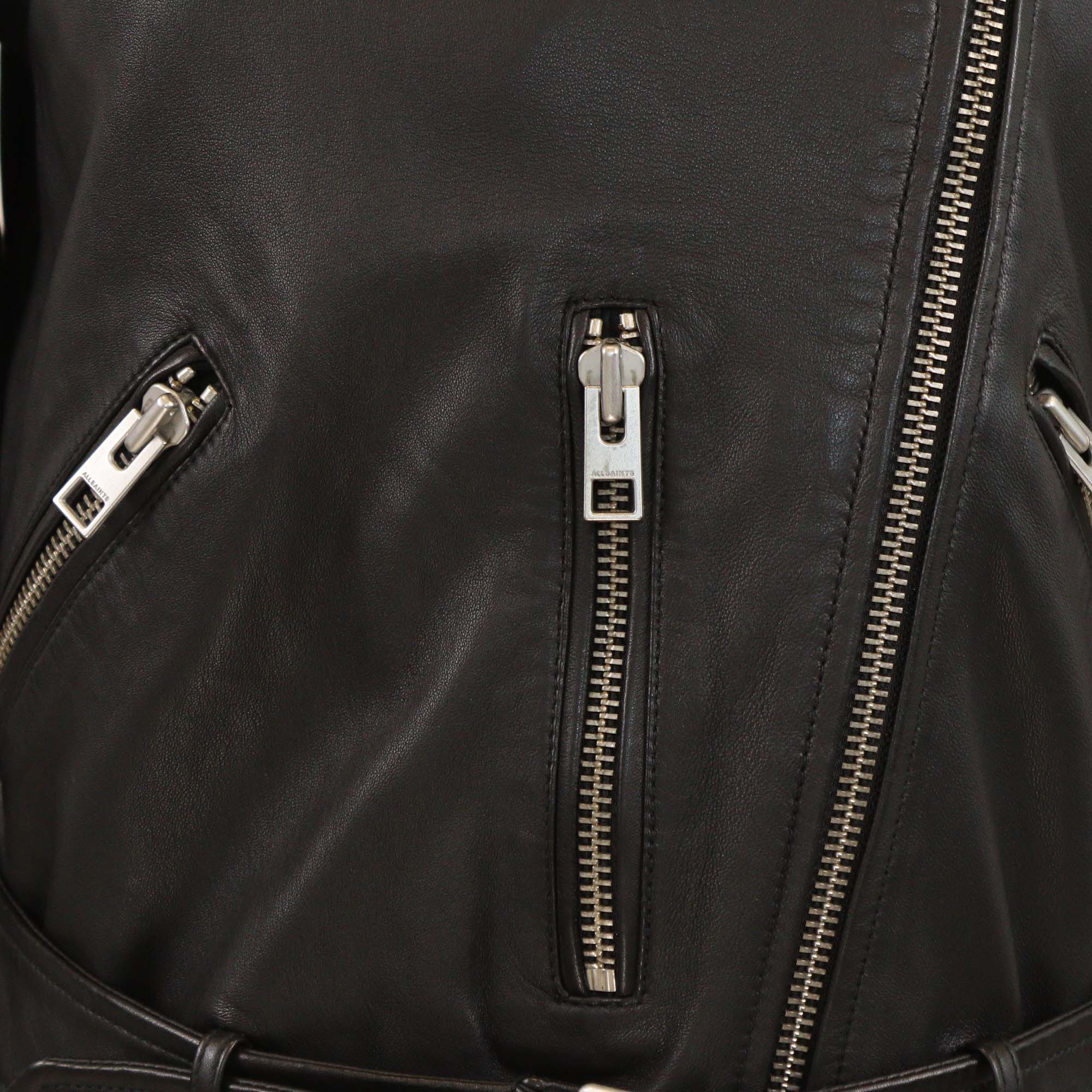 All Saints Black Leather Balfern Biker Jacket