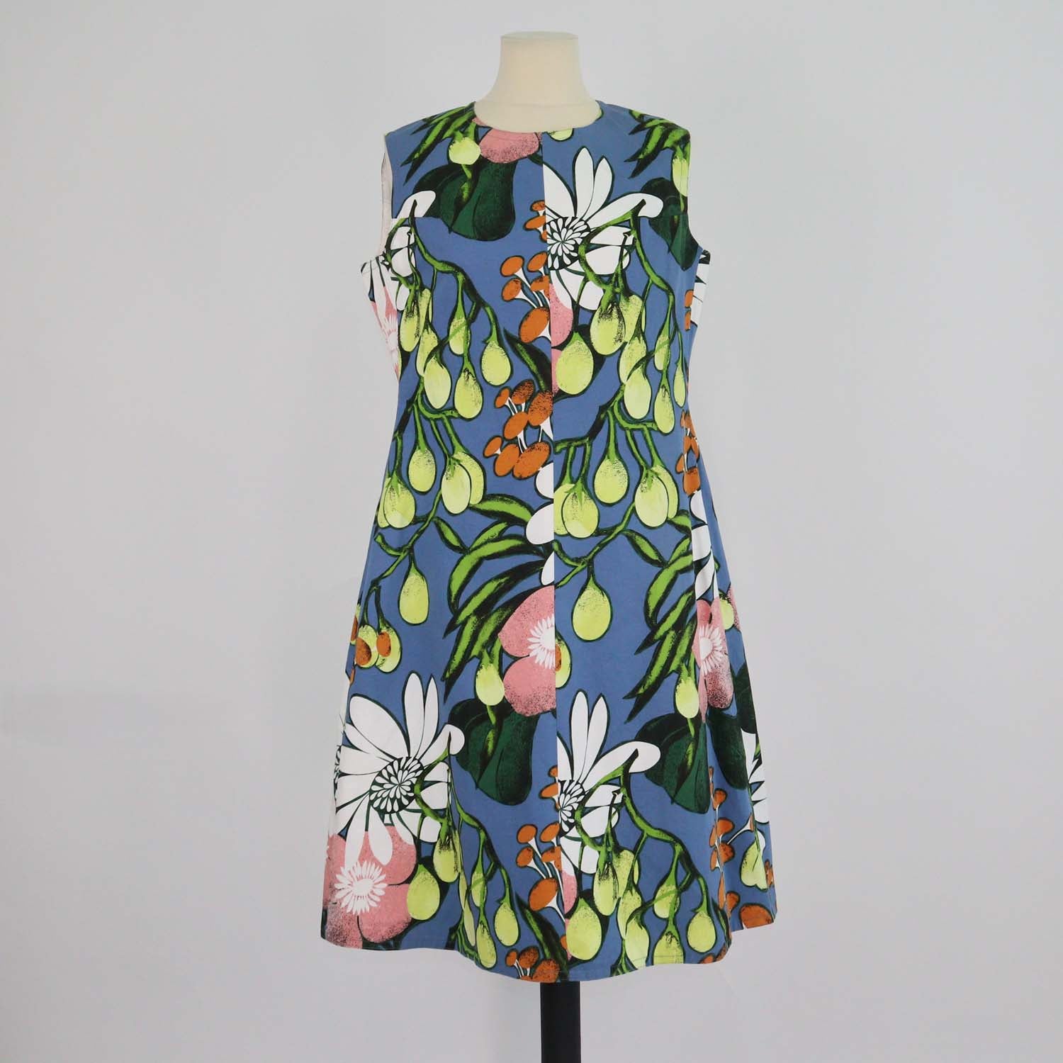 Marni Multicolor Cotton Linen Blend Floral Sleeveless Midi Dress