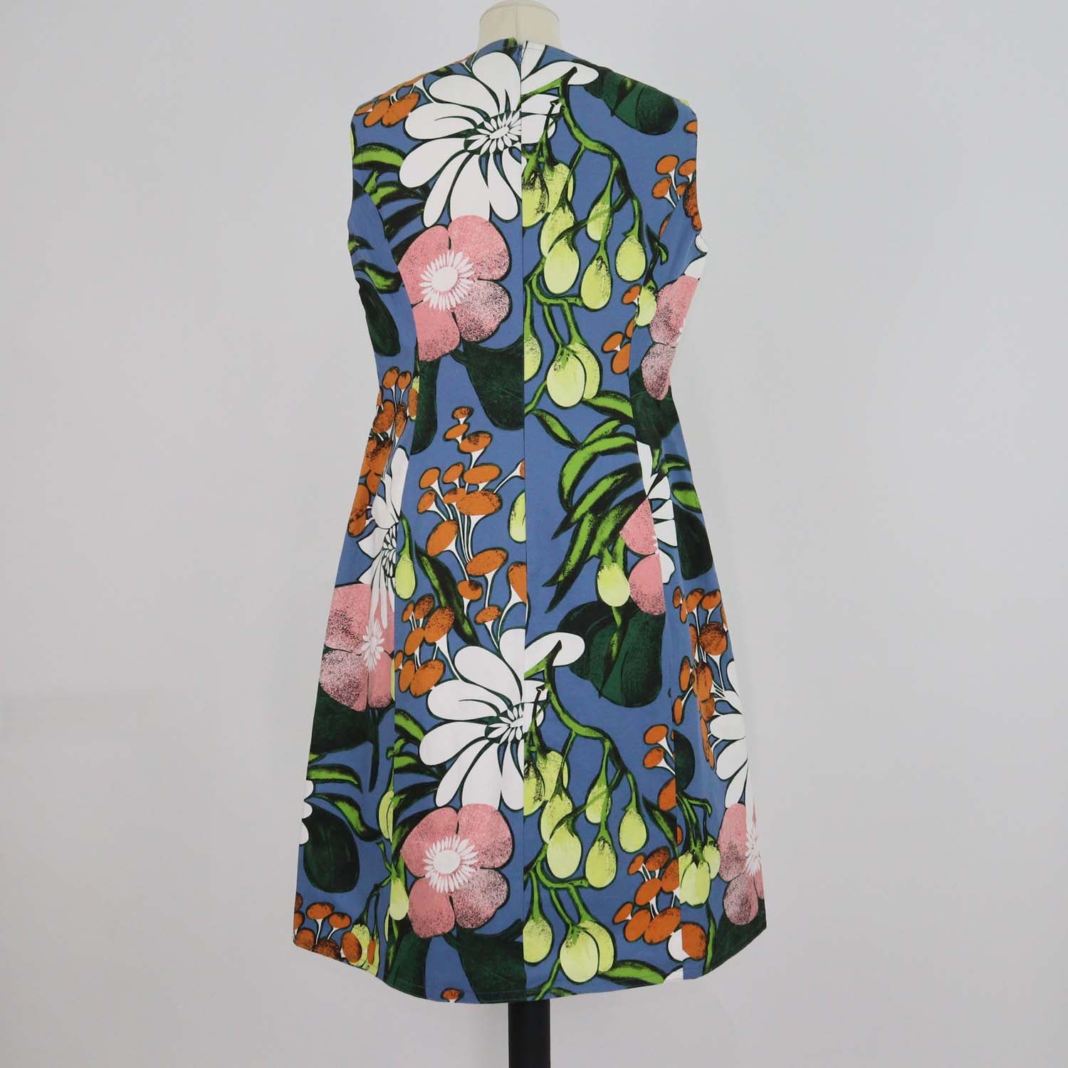 Marni Multicolor Cotton Linen Blend Floral Sleeveless Midi Dress