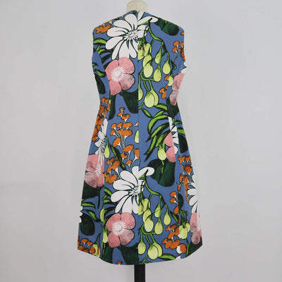Marni Multicolor Cotton Linen Blend Floral Sleeveless Midi Dress