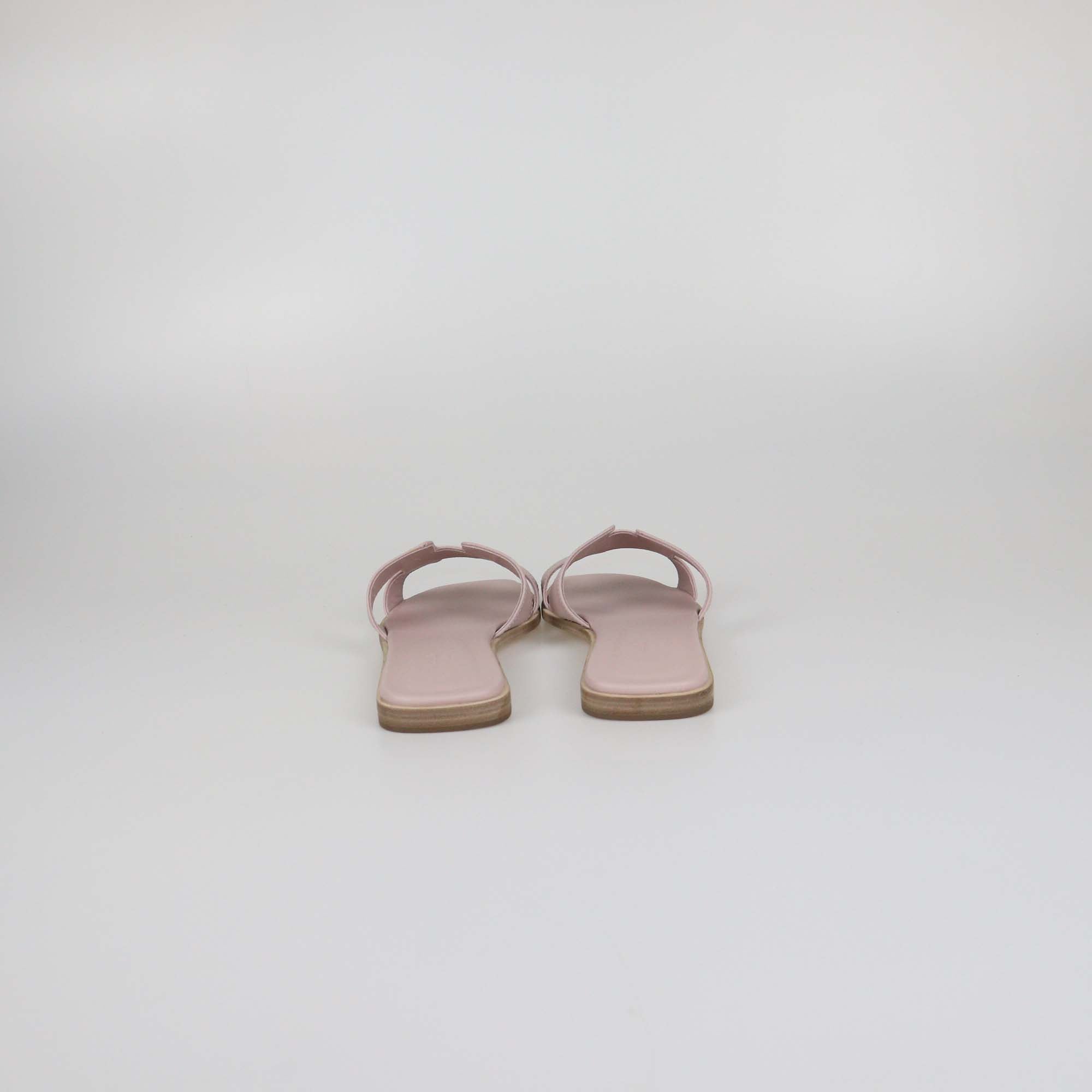 Hermes Rose Porcelaine Epsom Leather Oran Sandals