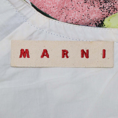 Marni Multicolor Cotton Linen Blend Floral Sleeveless Midi Dress