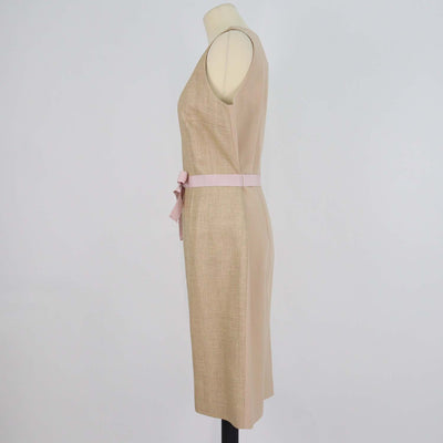 Paule Ka Beige Knit Blend Sleeveless Midi Dress