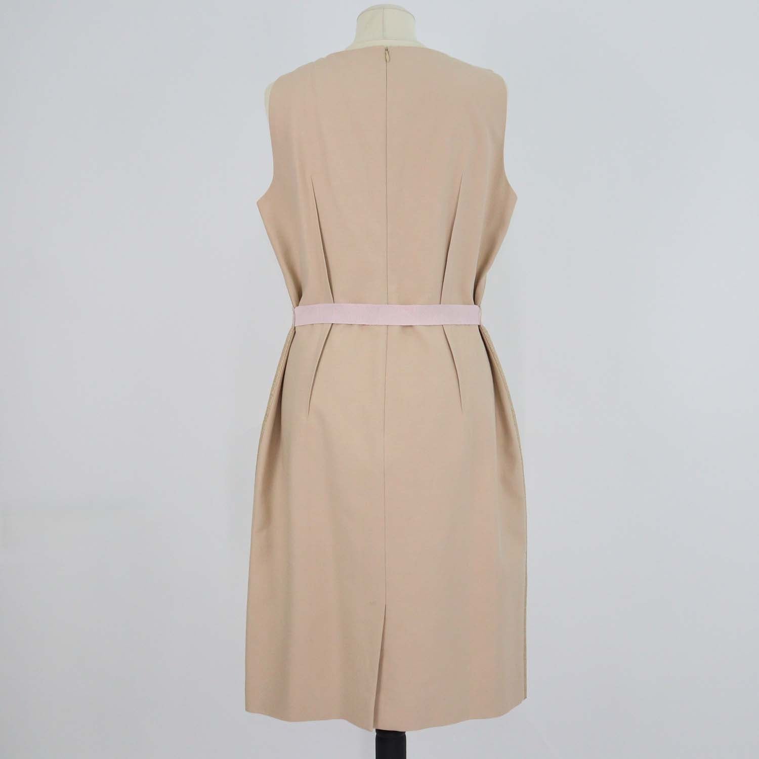 Paule Ka Beige Knit Blend Sleeveless Midi Dress