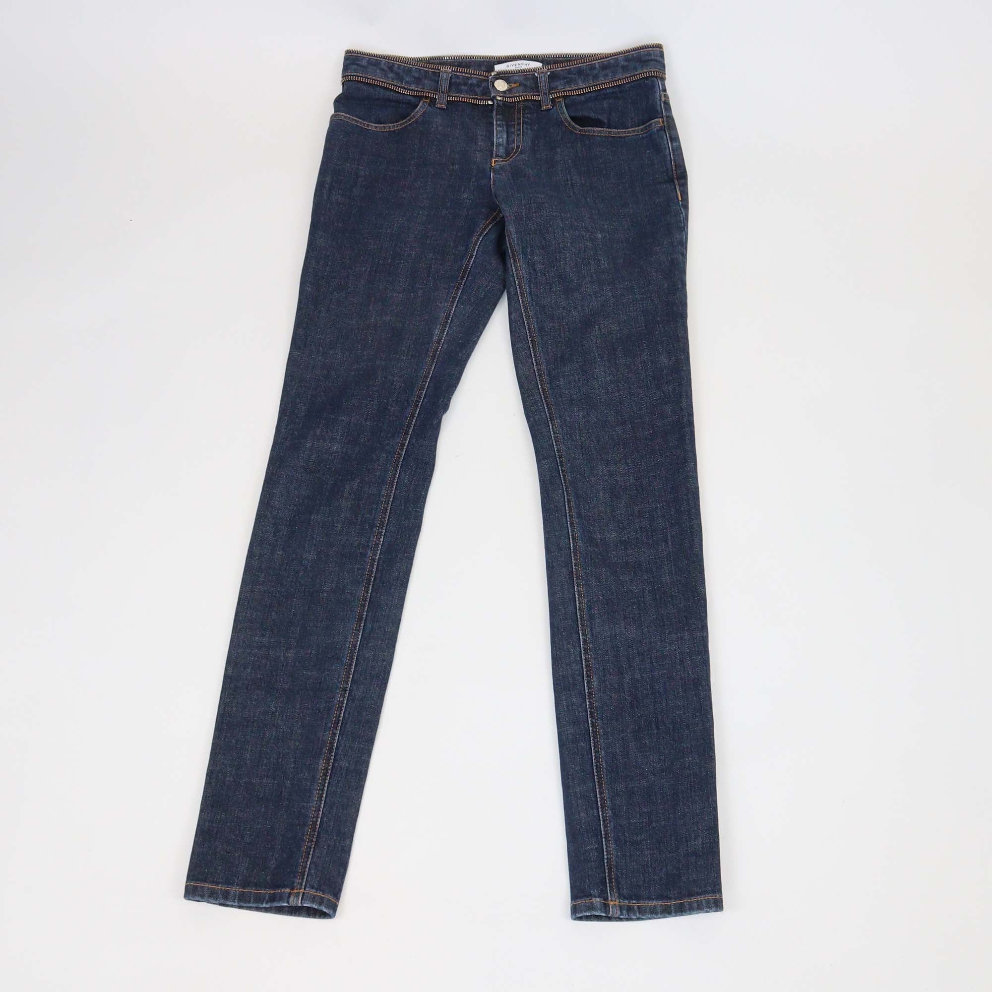 Givenchy Dark Blue Denim Zipper Waist Detail Pants