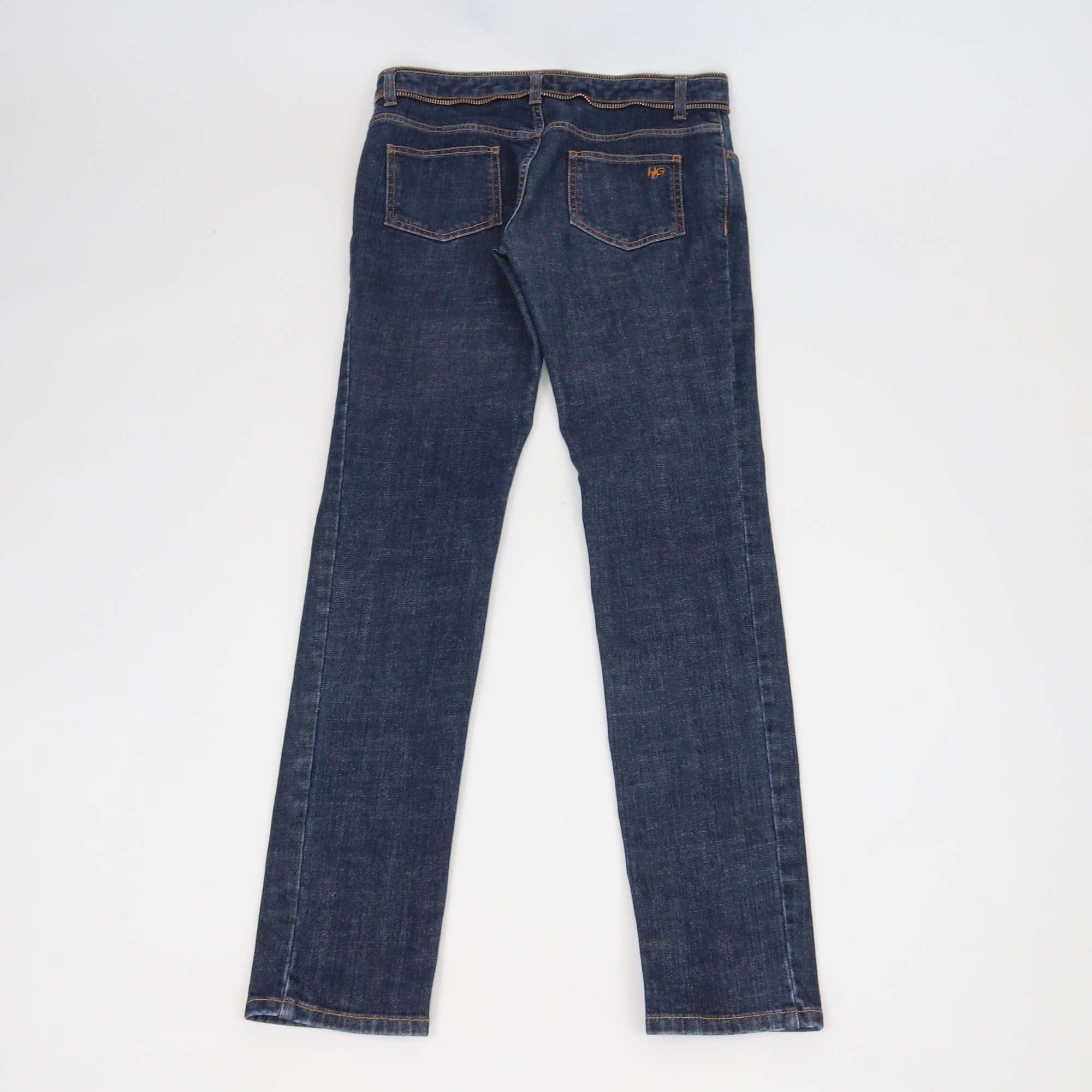 Givenchy Dark Blue Denim Zipper Waist Detail Pants