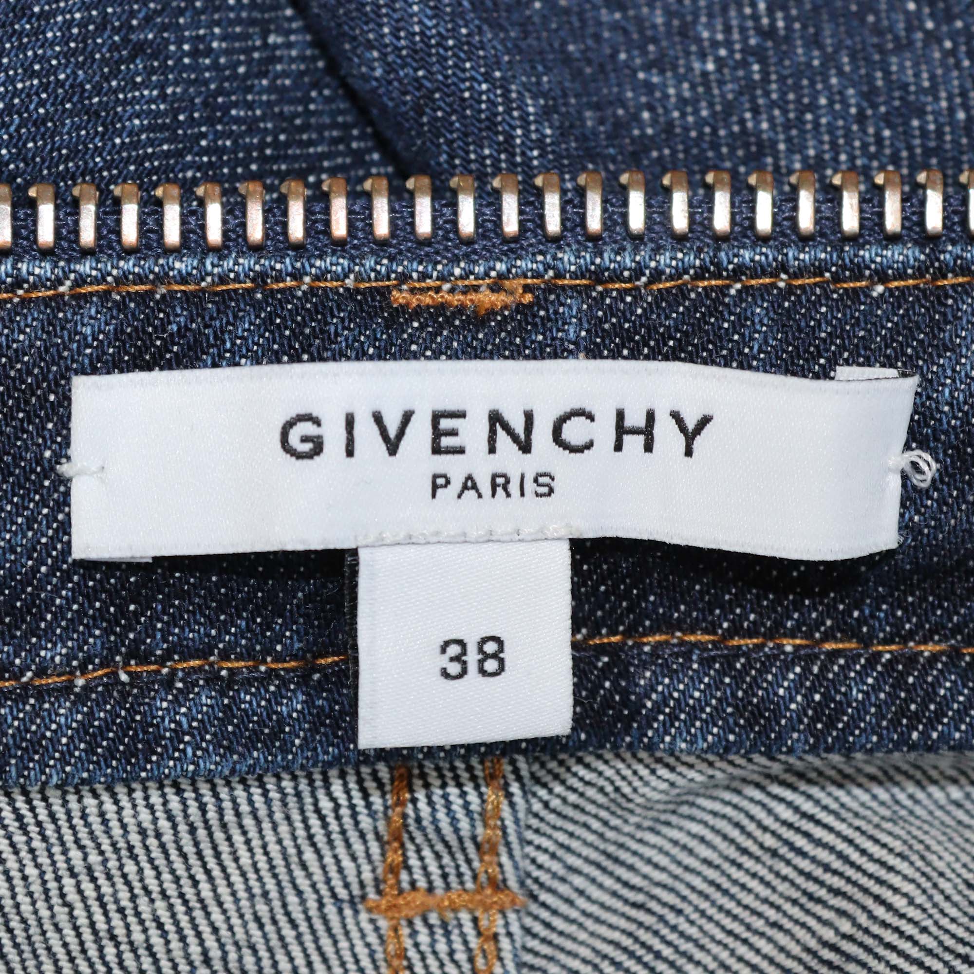 Givenchy Dark Blue Denim Zipper Waist Detail Pants