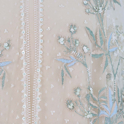 Biyan Cream Polyamide Sehati Beaded Floral Embroidered Blouse