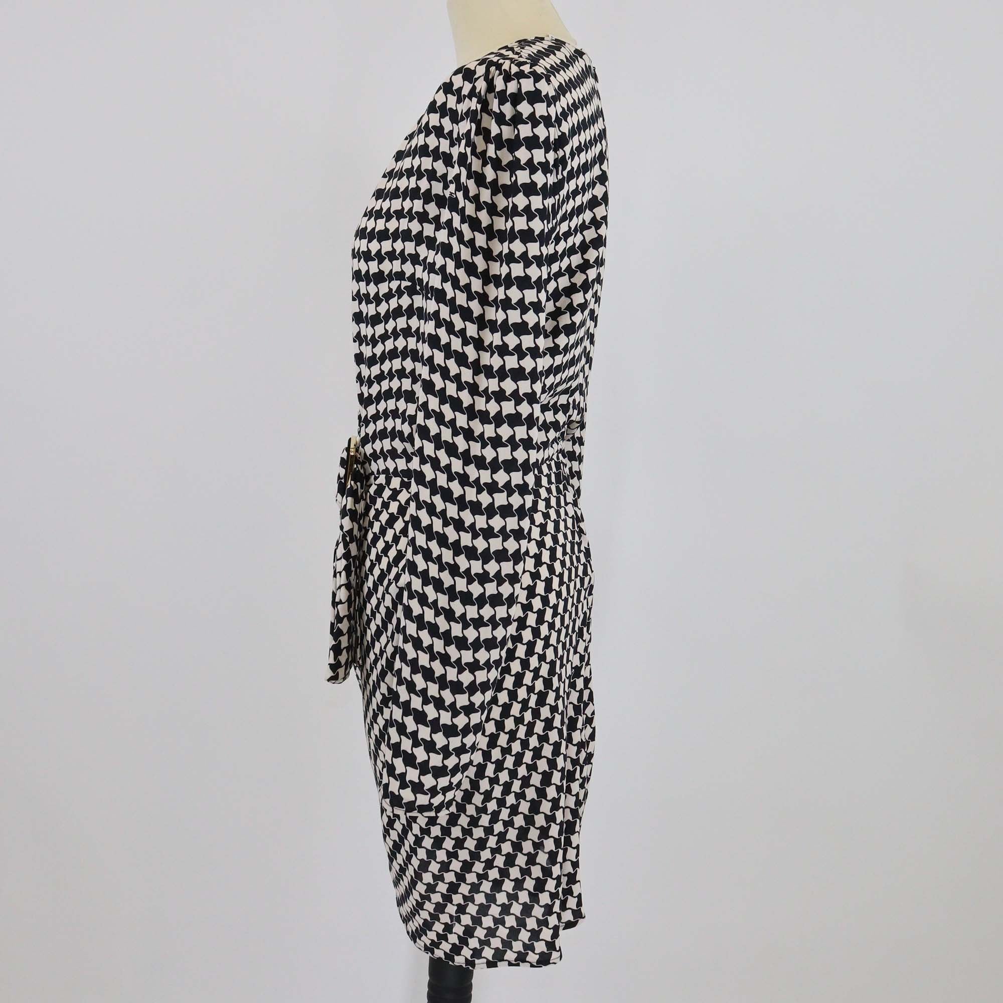 Elisabetta Franchi Black/White Viscose Printed Plaid Dress