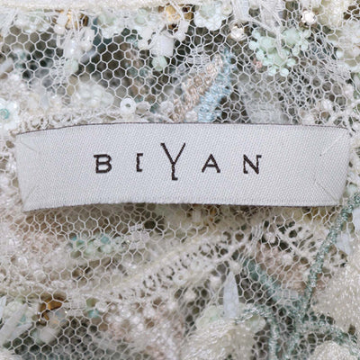 Biyan Cream Polyamide Sehati Beaded Floral Embroidered Blouse