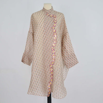 Biyan Multicolor Floral Print and Embellished Oversized Tunic Dress