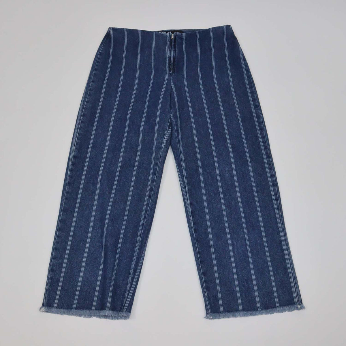 Bimba Y Lola Blue Denim Striped Wide Leg Pants