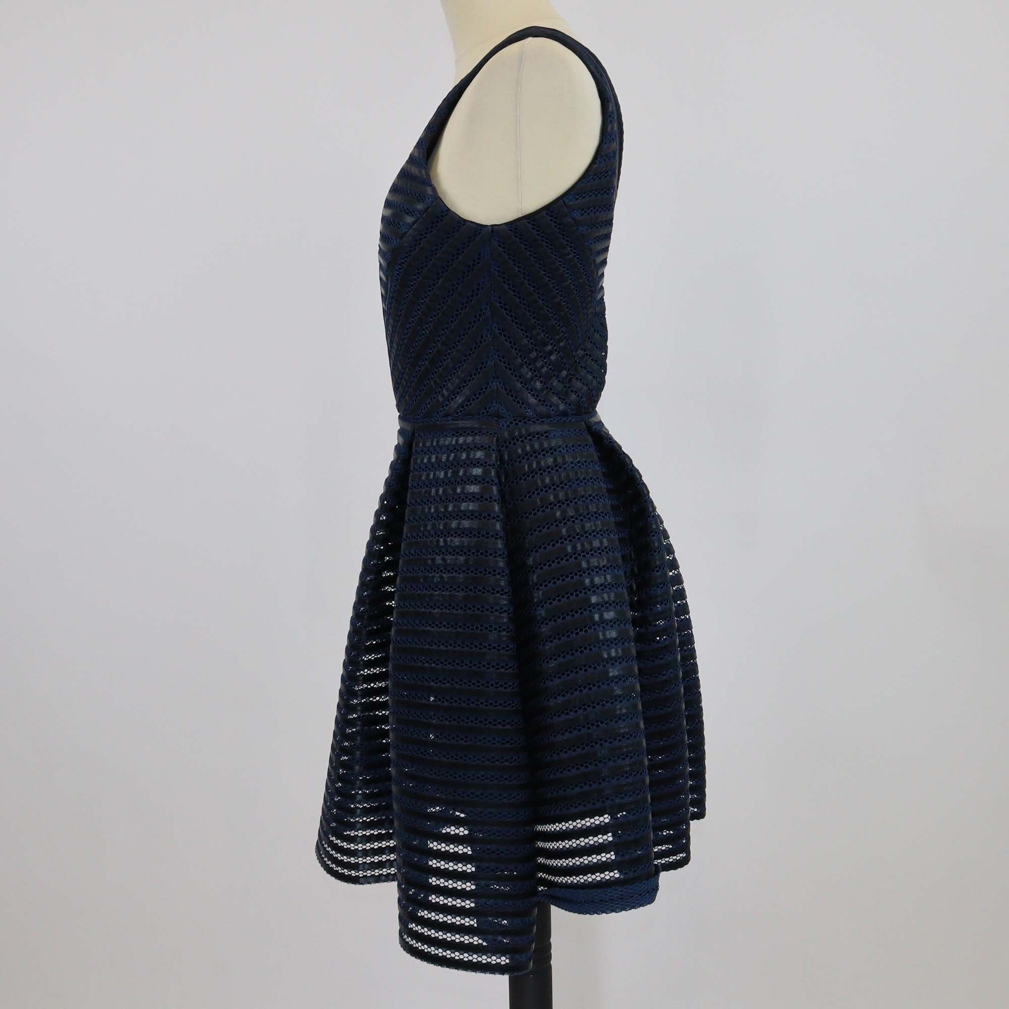 Maje Navy Blue/Black Polyester Mesh Rosemount Mini Dress