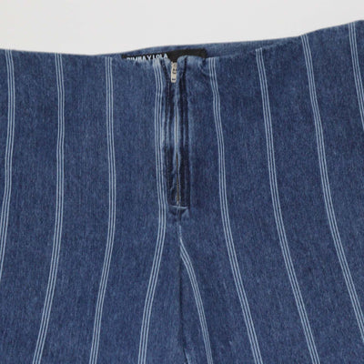 Bimba Y Lola Blue Denim Striped Wide Leg Pants