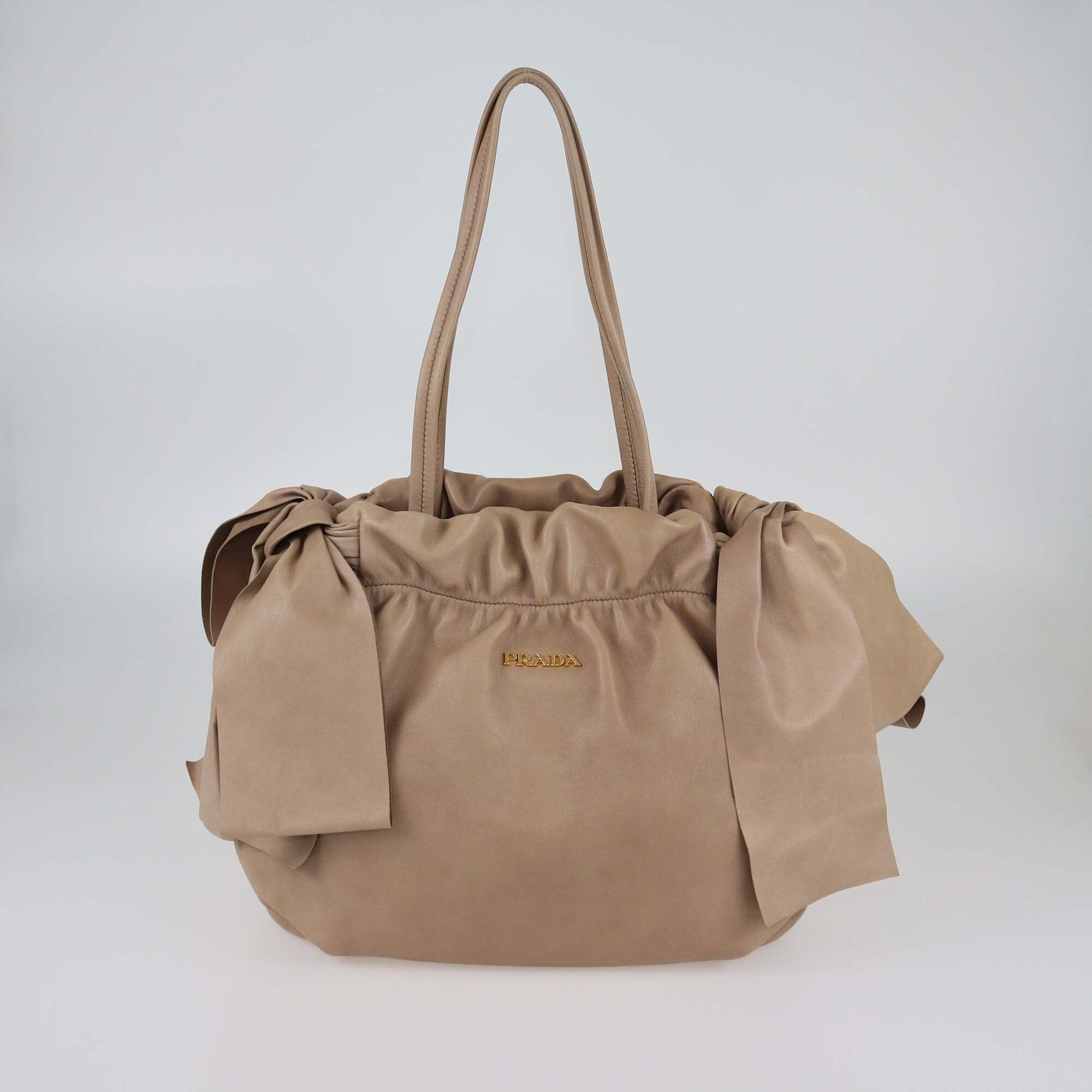Prada Beige Bow Tote Womens Prada 