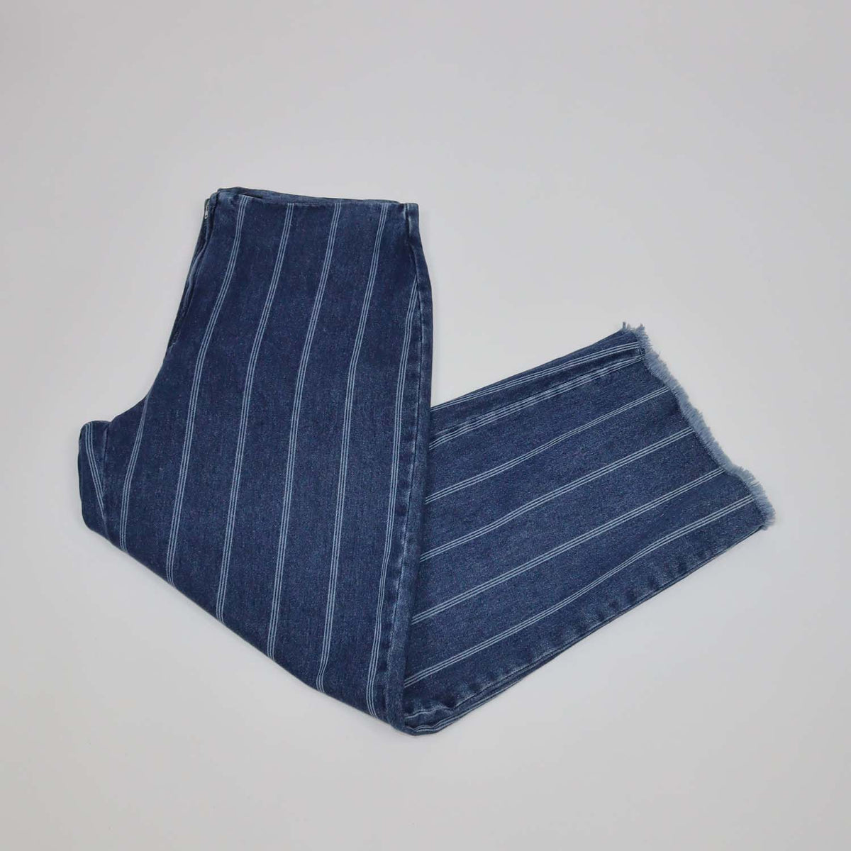 Bimba Y Lola Blue Denim Striped Wide Leg Pants