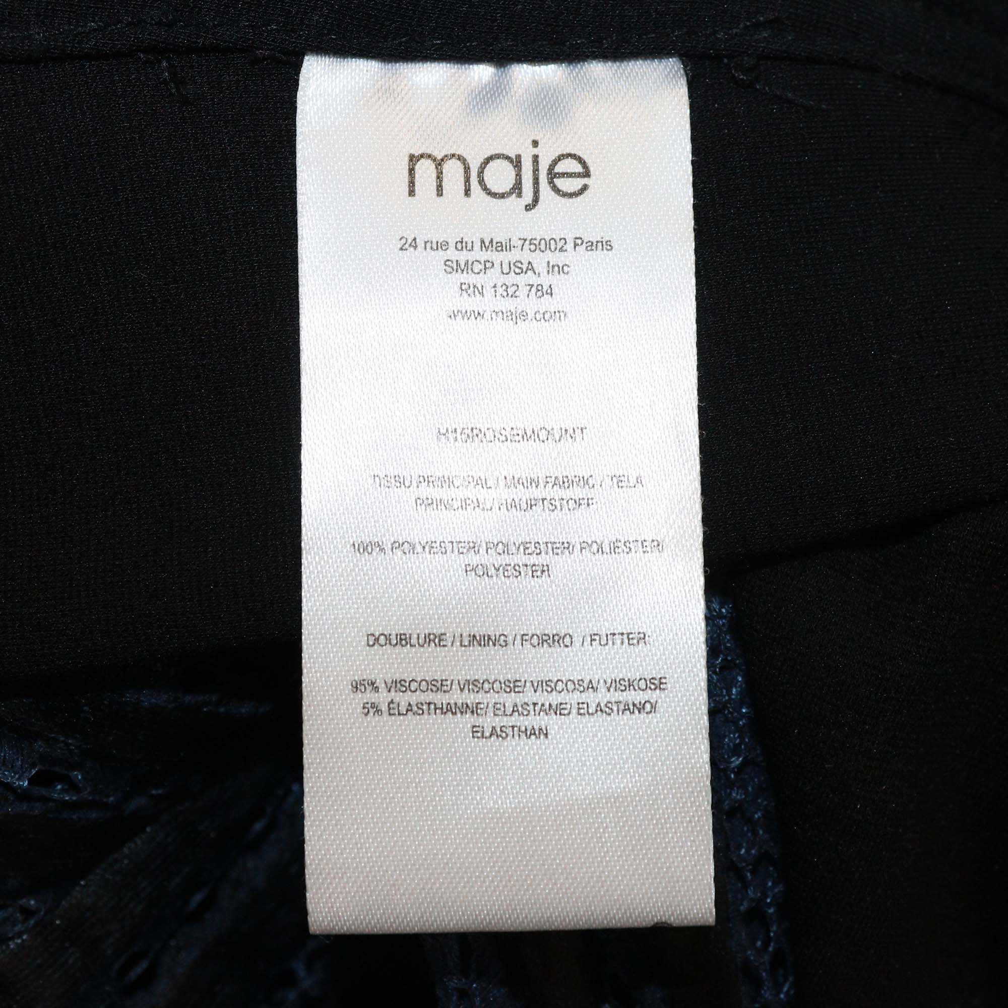 Maje Navy Blue/Black Polyester Mesh Rosemount Mini Dress