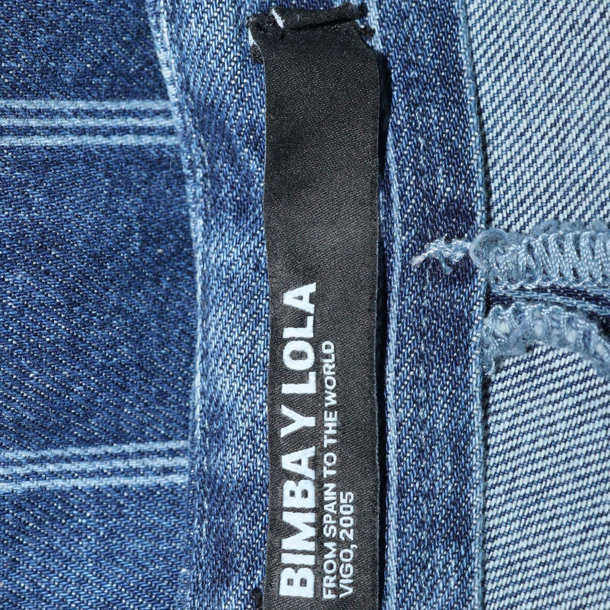 Bimba Y Lola Blue Denim Striped Wide Leg Pants