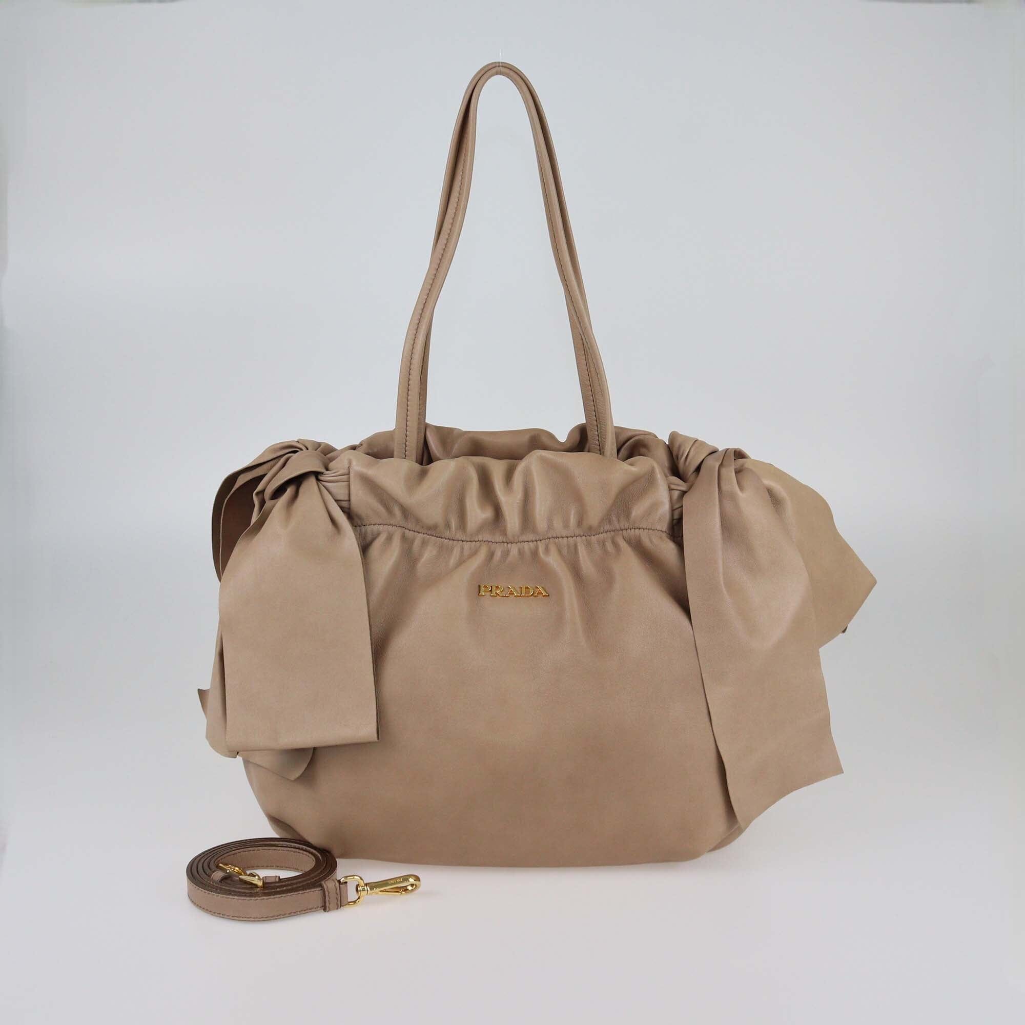 Prada Beige Bow Tote Womens Prada 