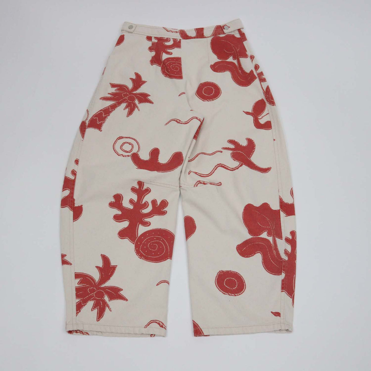 Bimba Y Lola Sand,Red Denim Printed Barrel Pants