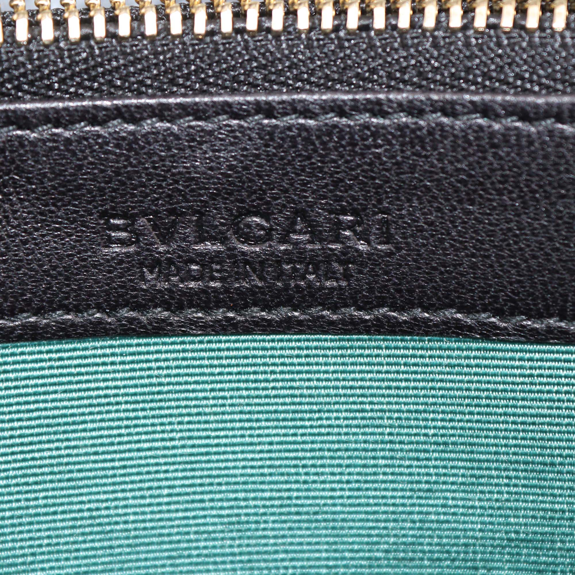 Bvlgari Black Leather Plisse Zip Around Wallet