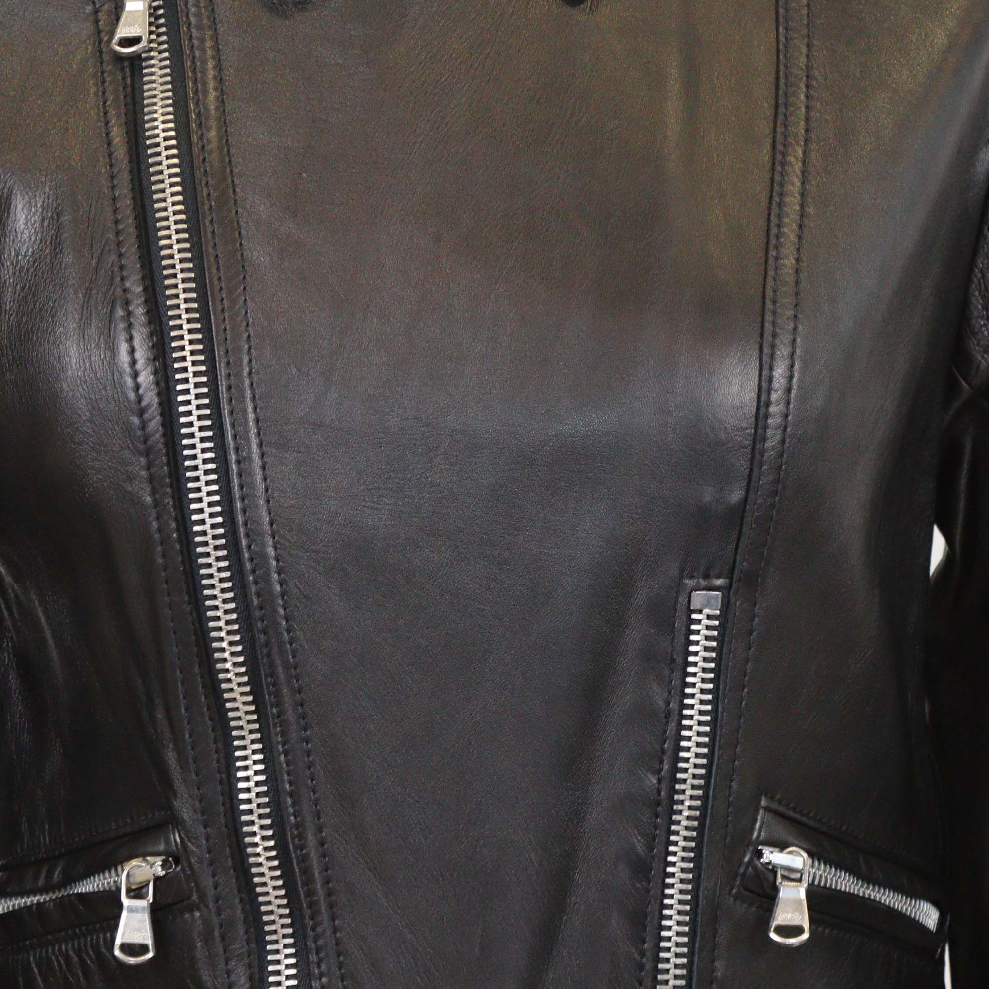 3.1 Phillip Lim Black Lamb Leather Zip Front & Pocket Biker Jacket