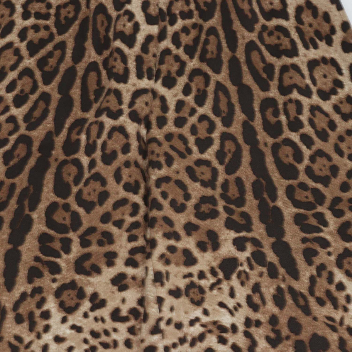 Dolce & Gabbana Brown Cotton Leopard Print Wide Leg Pants