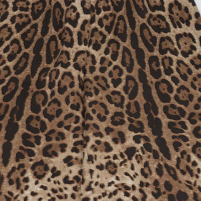 Dolce & Gabbana Brown Cotton Leopard Print Wide Leg Pants