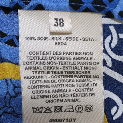 Hermes Blue Silk Eperon d'Or Bandana Print Shirt