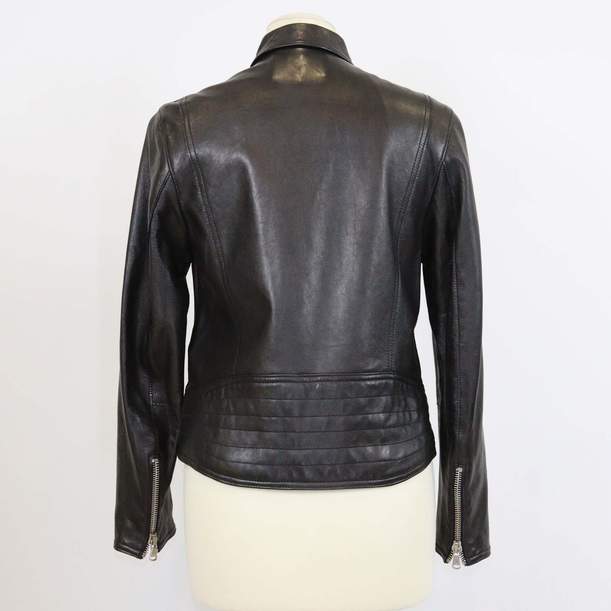 3.1 Phillip Lim Black Lamb Leather Zip Front & Pocket Biker Jacket