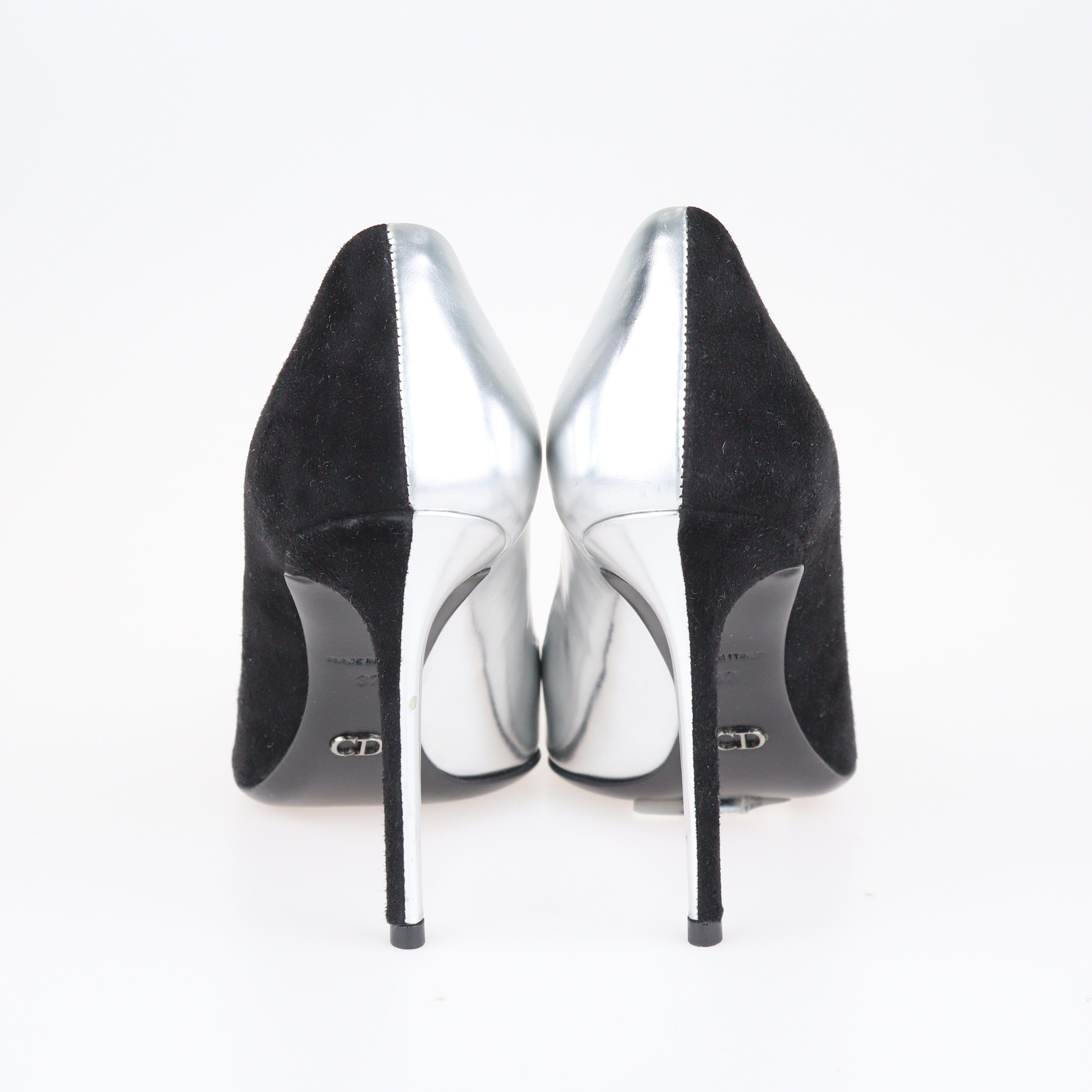 Black/Silver Pointed Toe Pumps Shoes Christian Dior 