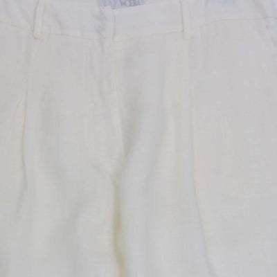 Woera Cream Linen Pleated Wide Leg Pants