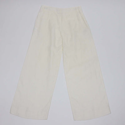 Woera Cream Linen Pleated Wide Leg Pants