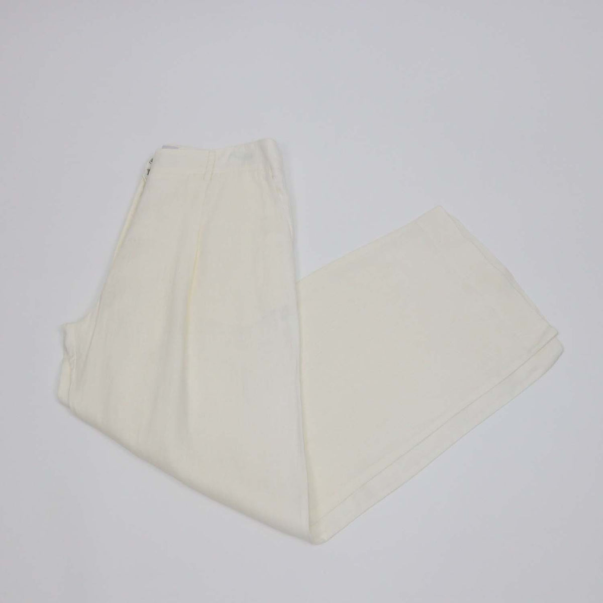 Woera Cream Linen Pleated Wide Leg Pants