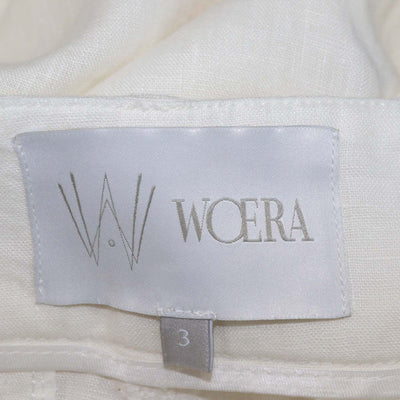 Woera Cream Linen Pleated Wide Leg Pants