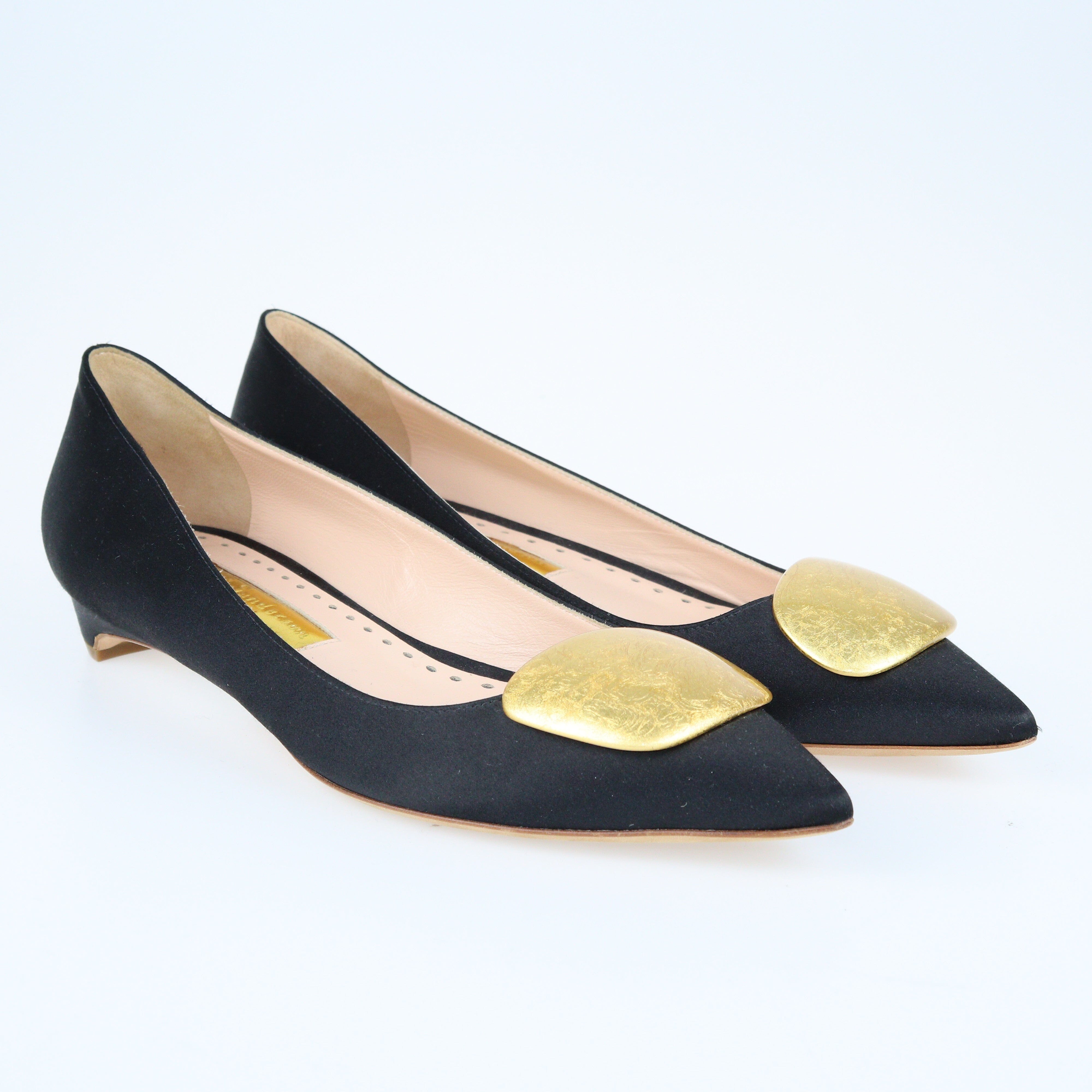 Black/Gold Ballet Flats Shoes Rupert Sanderson 