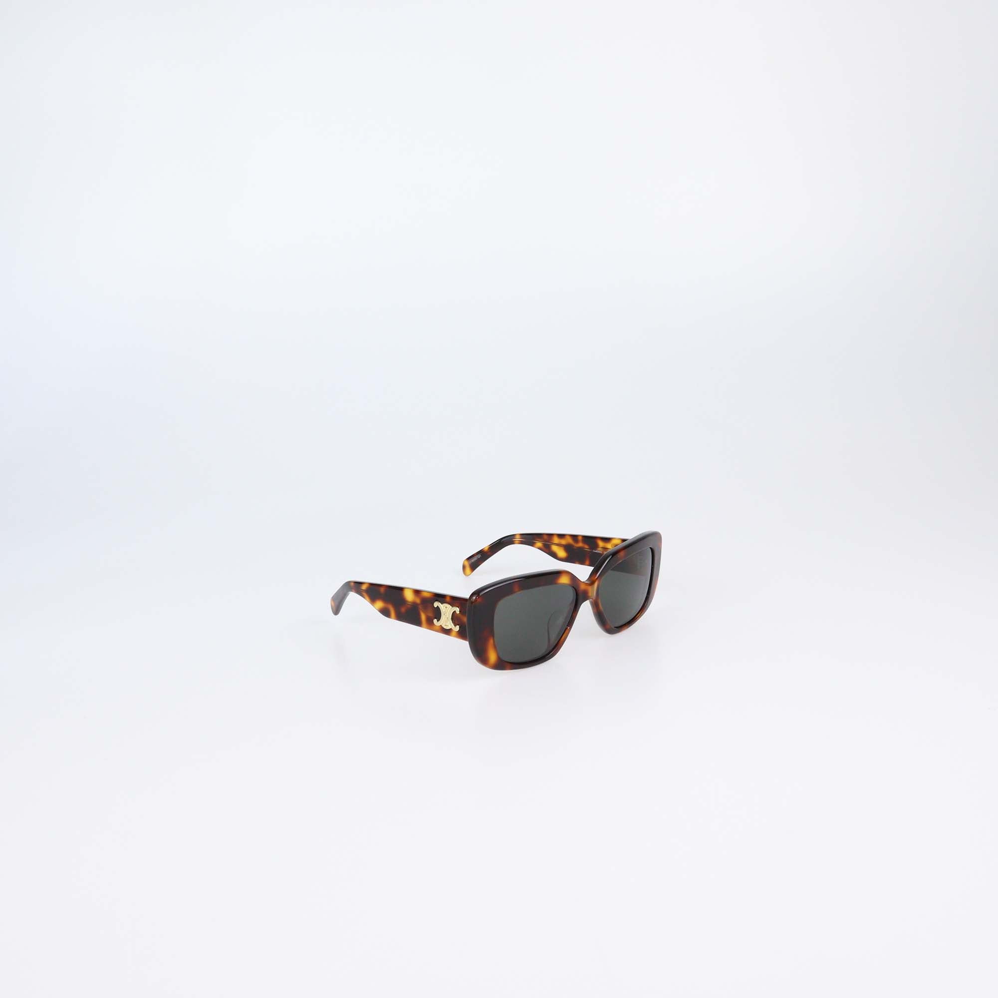 Celine Brown Tortoise Triomphe Rectangular Sunglasses