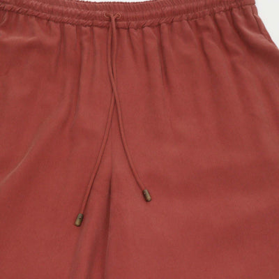 Max Mara Brown Rust Silk Drawstring Wide Leg Pants
