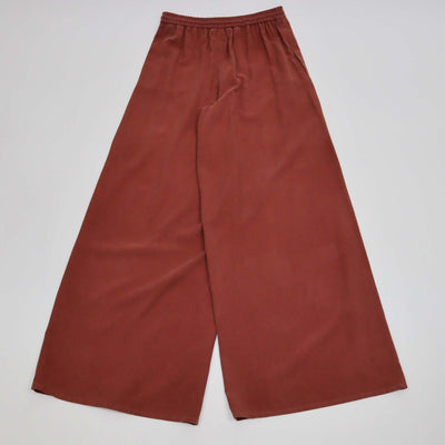 Max Mara Brown Rust Silk Drawstring Wide Leg Pants