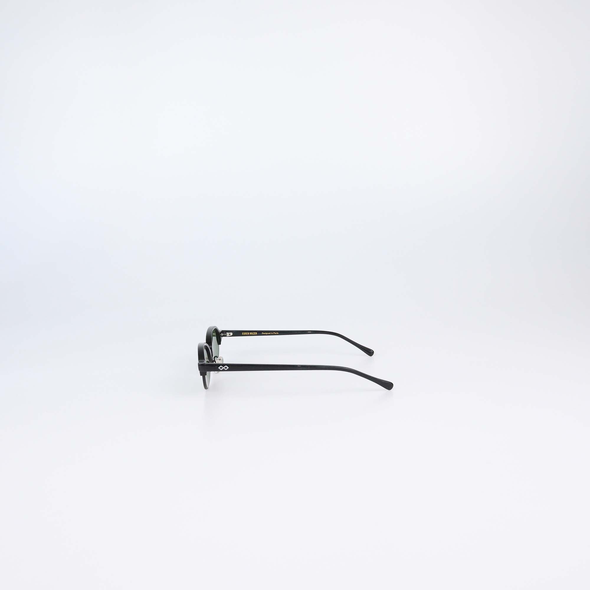 Karen Wazen Black Metal & Acetate Aria Olive Sunglasses