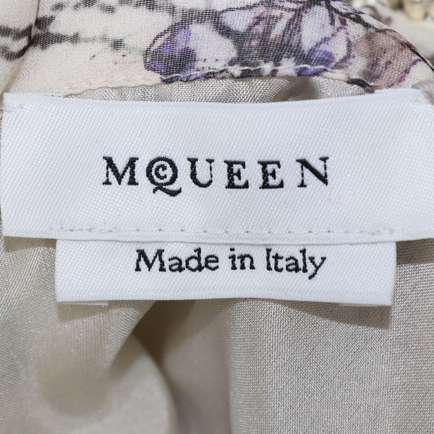 McQueen Multicolor Silk Jewelled Trim Floral Print Cape Gown