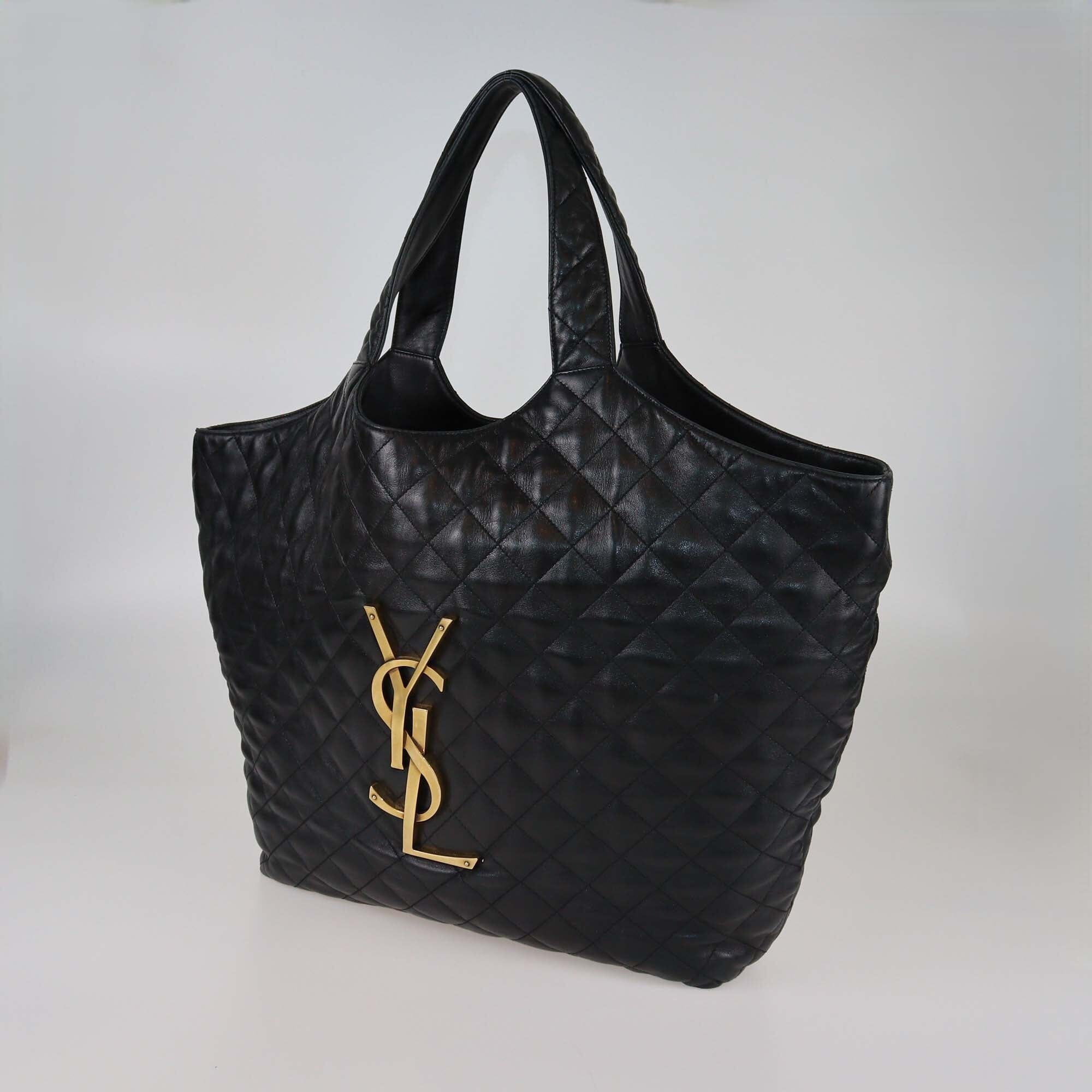 Saint Laurent Black Quilted Maxi ICare Shopping Bag Womens Saint Laurent 
