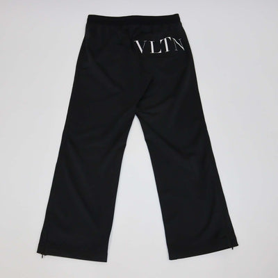 Valentino Black Polyester VLTN Straight Leg Pants