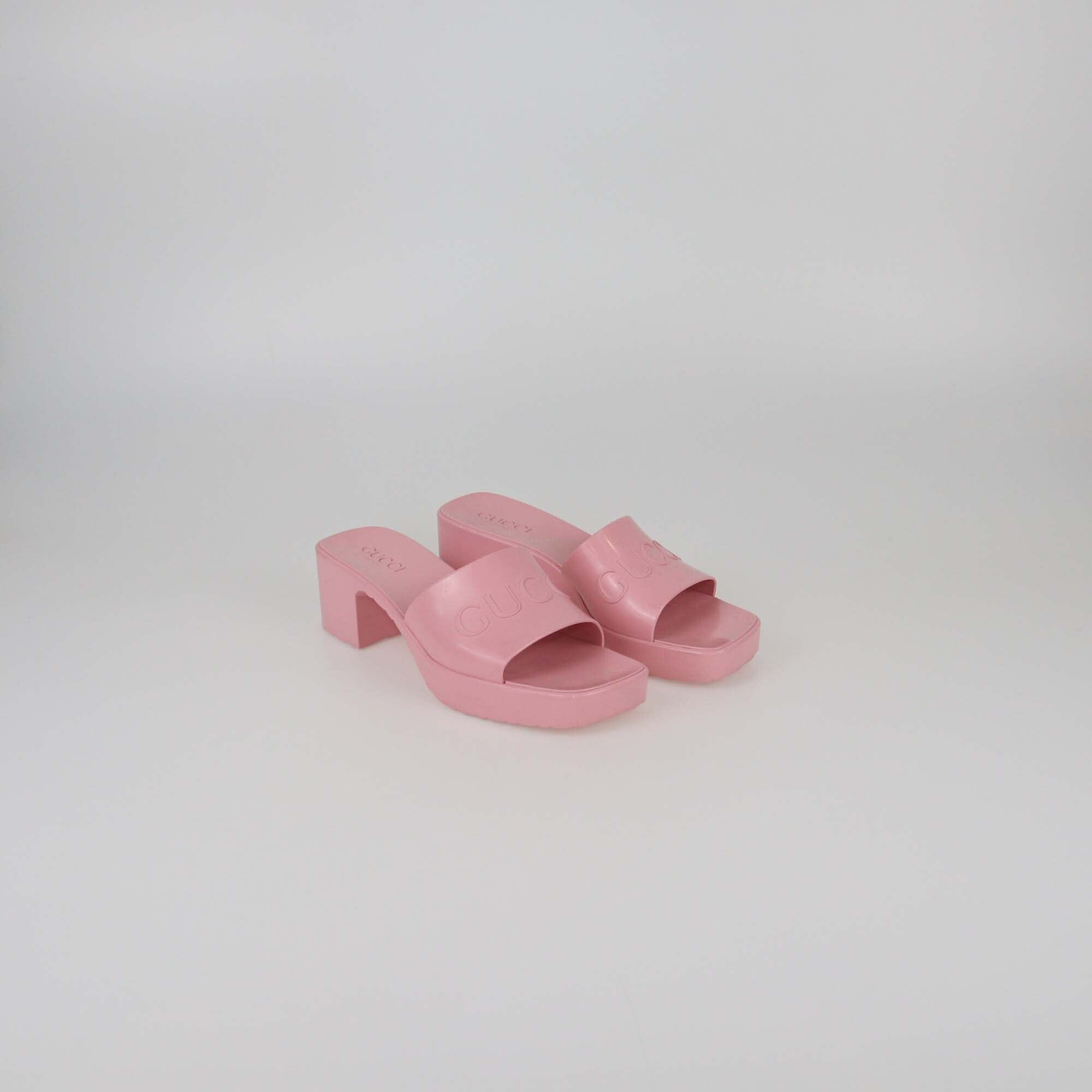 Gucci Pink Slide Sandals Womens Gucci 