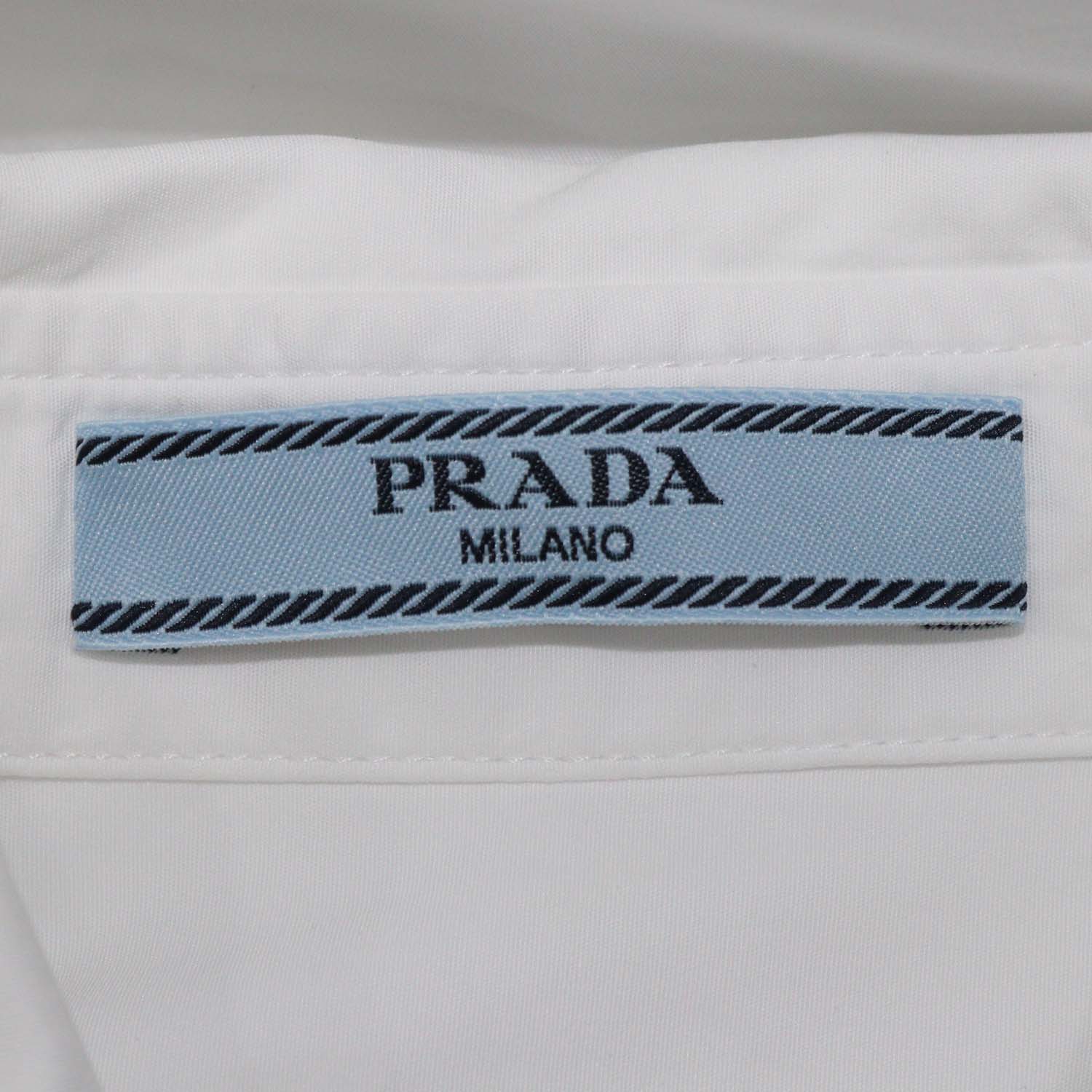 Prada White Cotton Point Button Front Shirt