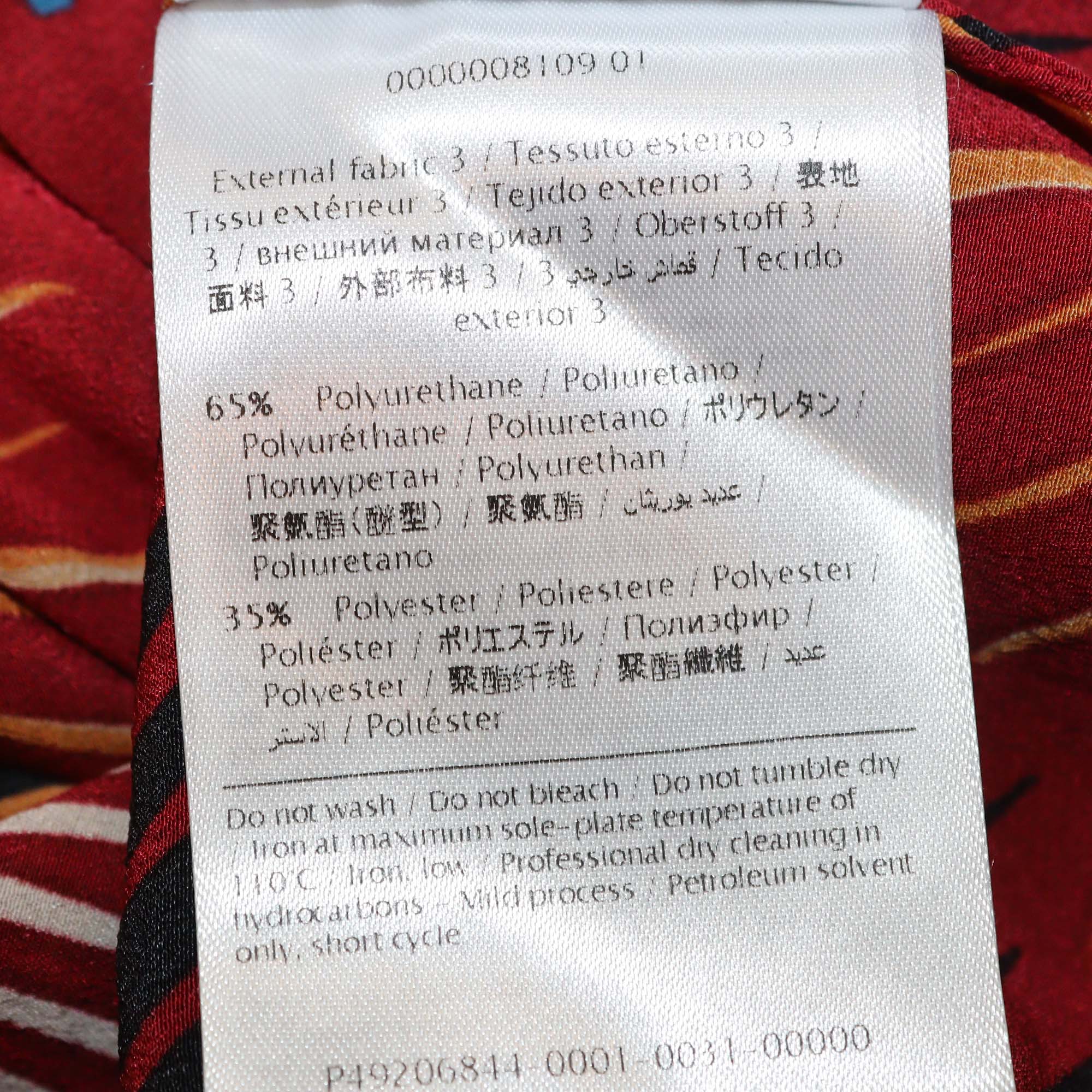 Valentino Red/Multicolor Printed Silk Fringe Long Sleeve Top