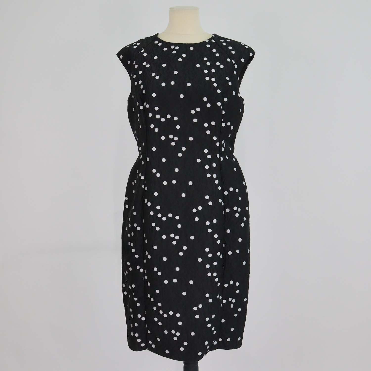 CH Carolina Herrera Black/White Polka Dots Jacquard Knee Length Dress