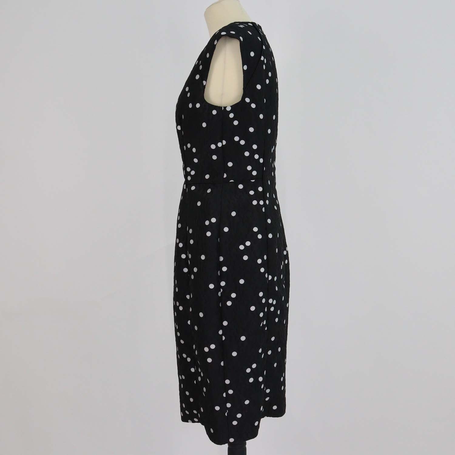 CH Carolina Herrera Black/White Polka Dots Jacquard Knee Length Dress