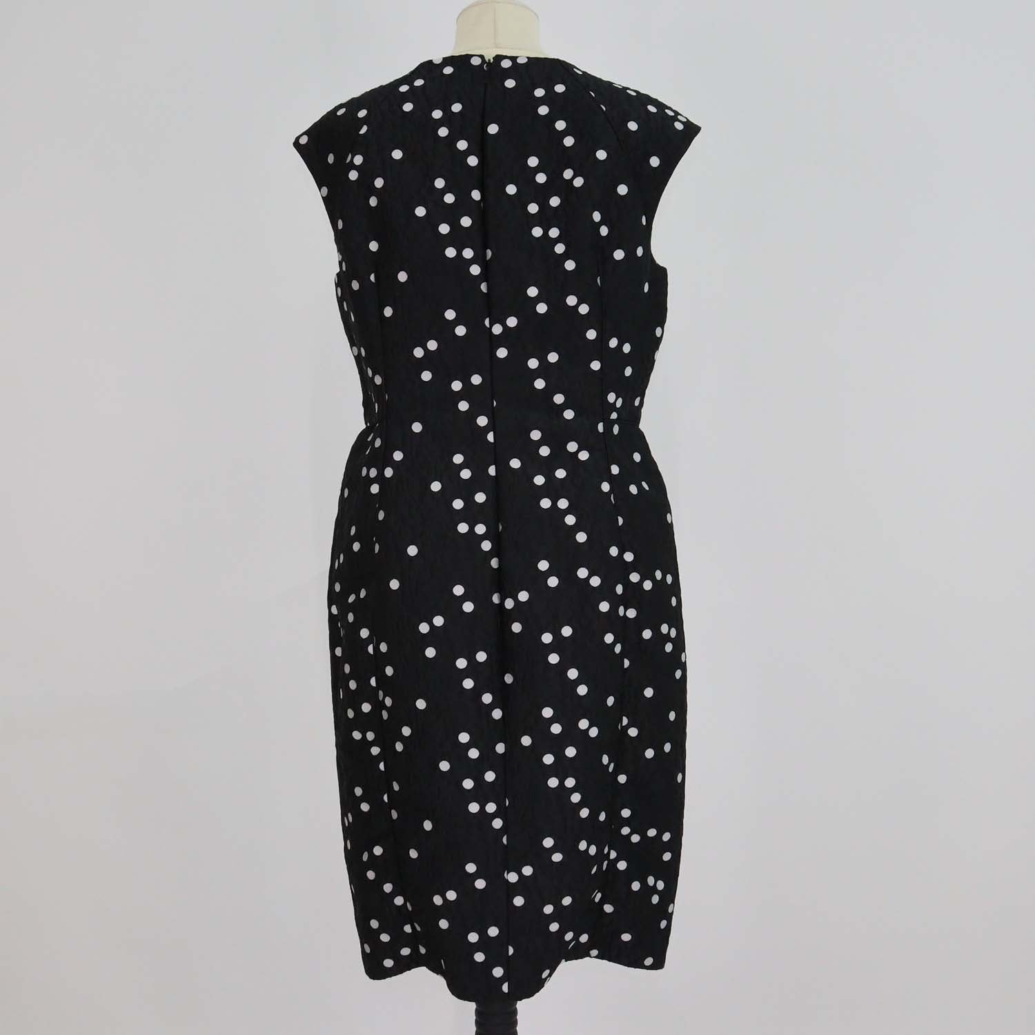 CH Carolina Herrera Black/White Polka Dots Jacquard Knee Length Dress