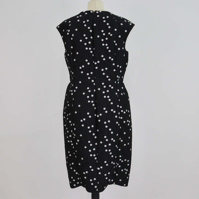 CH Carolina Herrera Black/White Polka Dots Jacquard Knee Length Dress